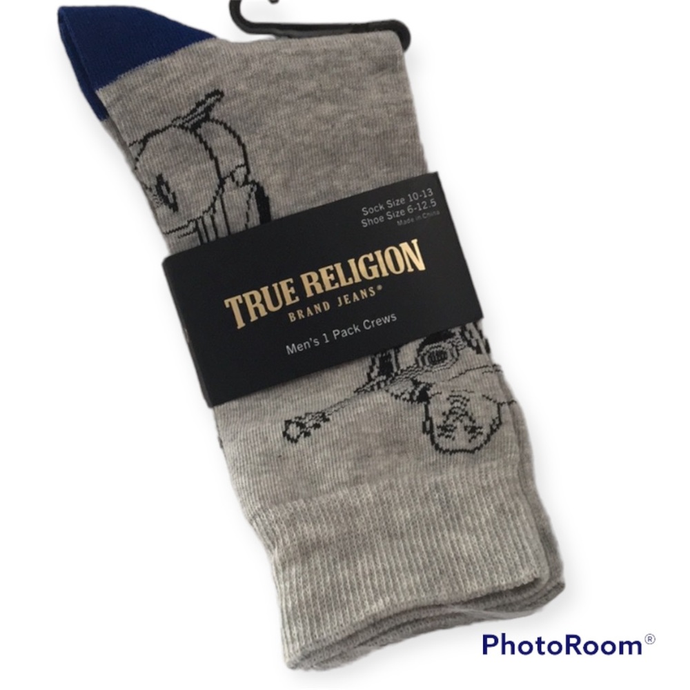 B1G1 True Religion Buddha Socks Gray Blue NWT One pair